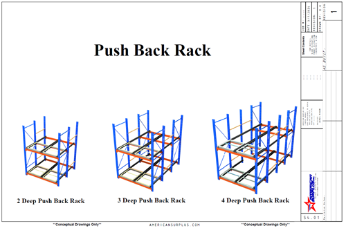 Push Back Rack CAD Drawing
